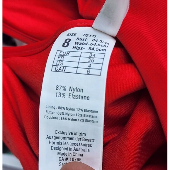 Seafolly Red Brazilian Side Tie Scallop Petal Hipster Swim Bottom Sz 8 /US 4 - Picture 4 of 4